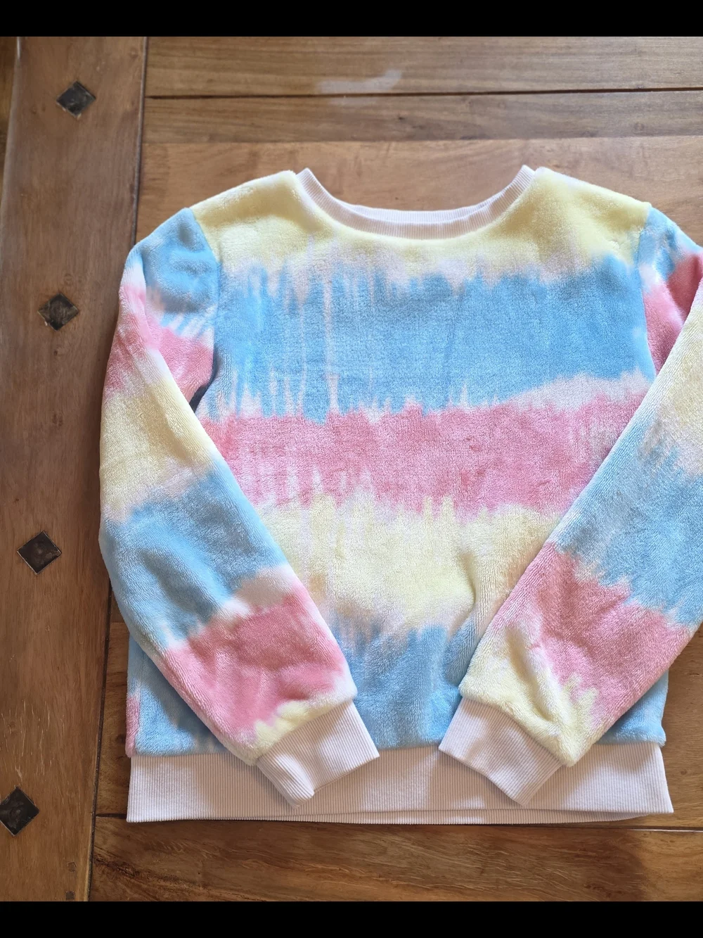 Kids Tie-Dye Plush Pajama Set in Blue, Pink & Yellow